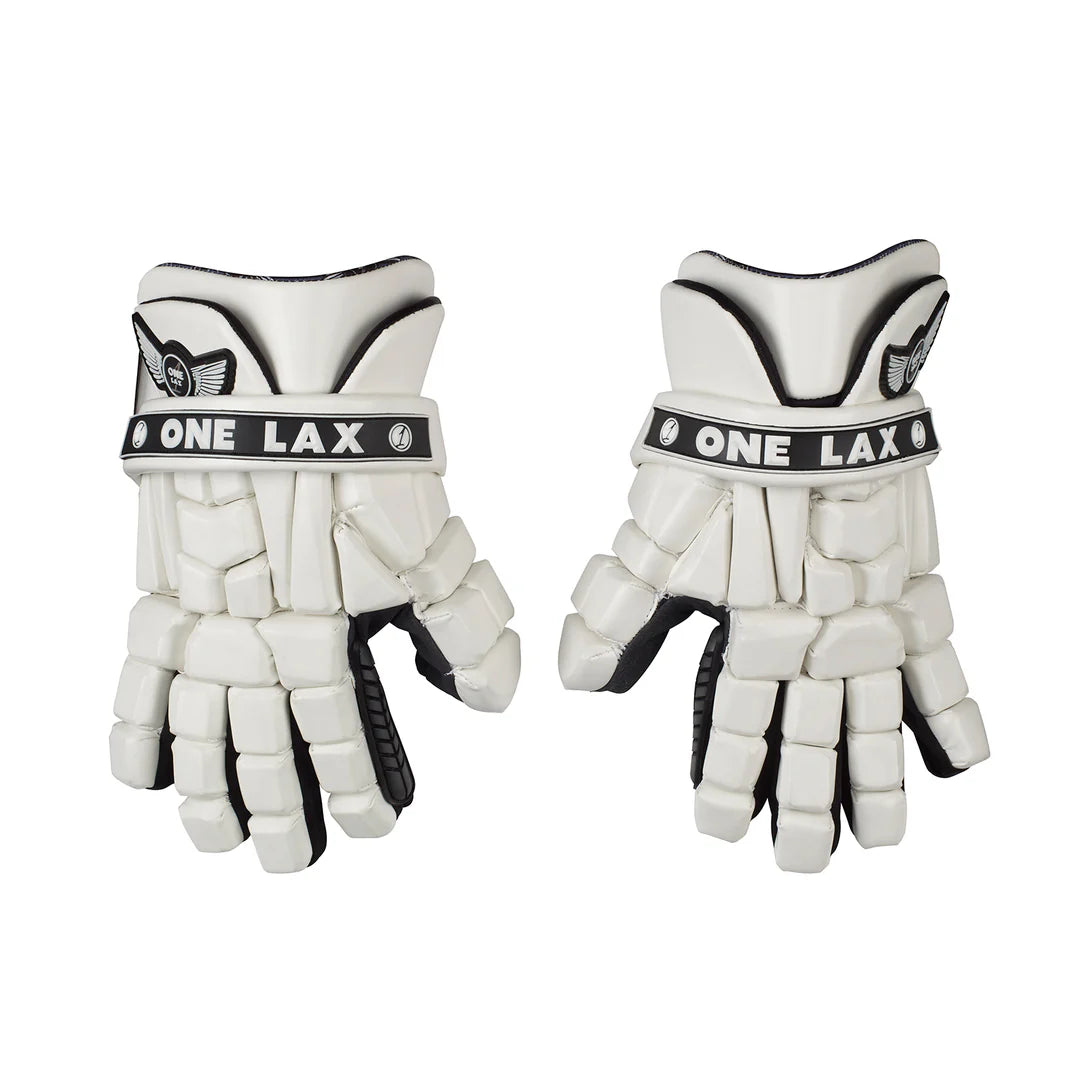 OneLax White Lacrosse Gloves