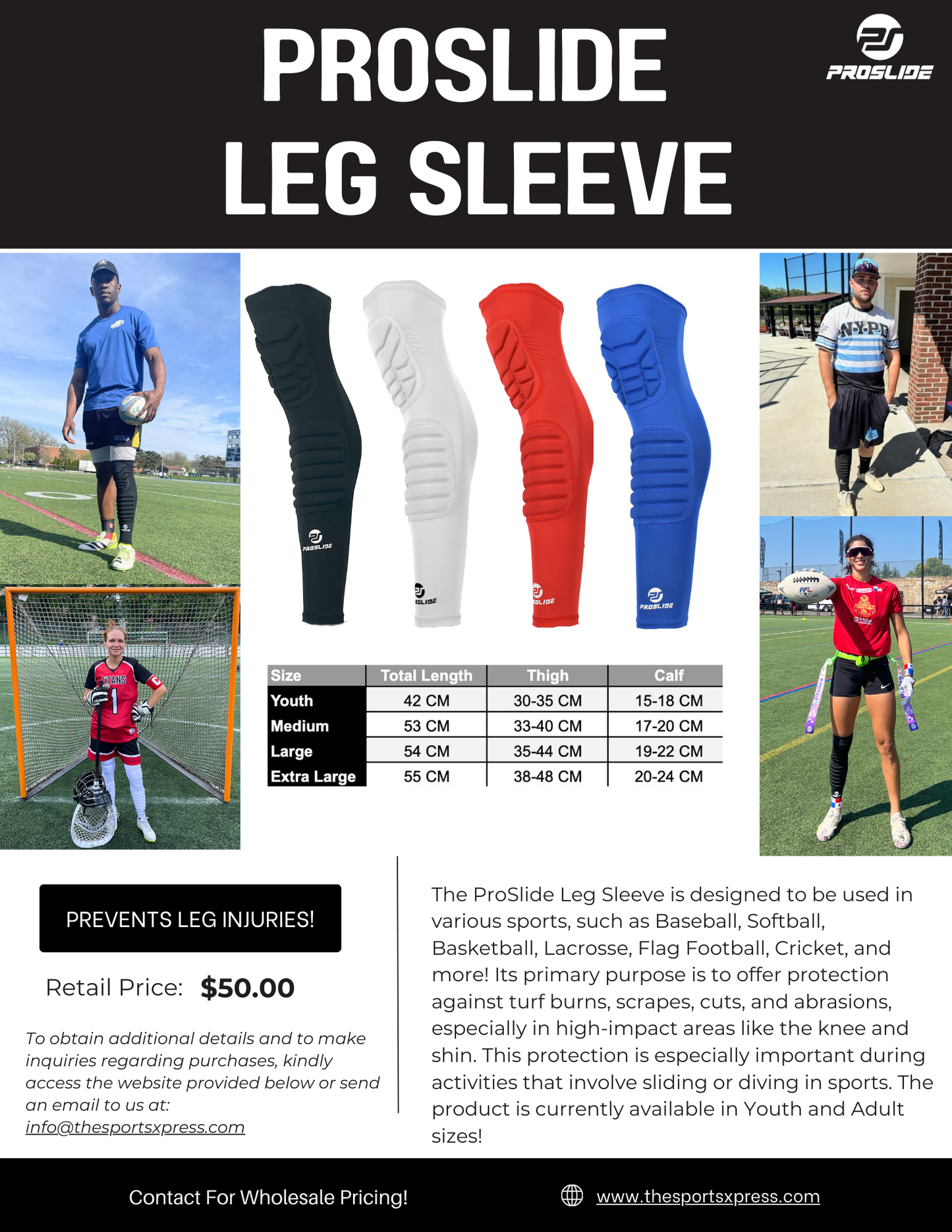 ProSlide- extra Padded Compression Shin and Knee Sleeve