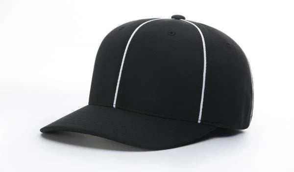 Richardson Flex-Fit Football/Lacrosse Officials Hat - Black w/ White Piping and All White