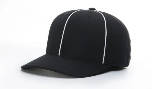 Richardson Flex-Fit Football/Lacrosse Officials Hat - Black w/ White Piping and All White
