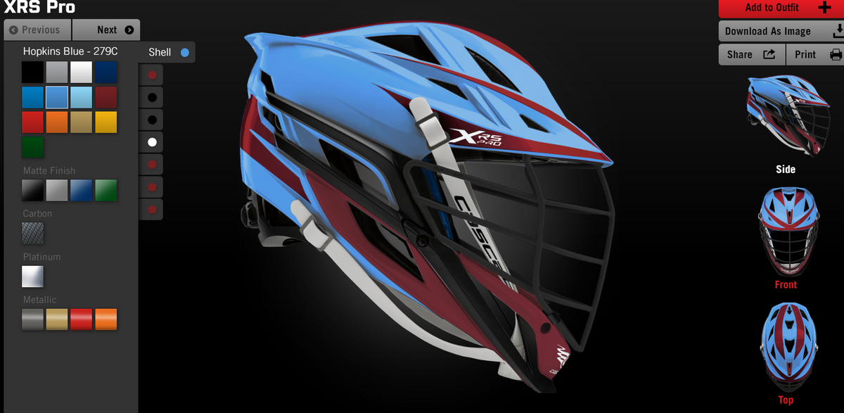 Cascade XRS Pro lacrosse helmet
